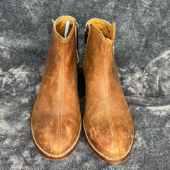 The Root Collective Espe Women’s Handmade Ankle Boots Chestnut Leather Size 11 - Picture 5 of 10